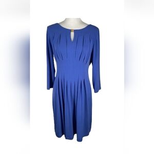 Tahari Royal Blue‎ Pleated Long Sleeve Dress